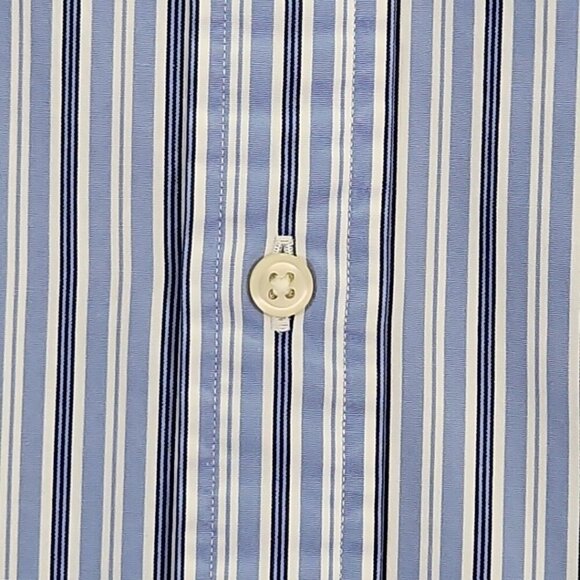 Ralph Lauren Men's Custom Fit Shirt Large Blue White Stripes Old Money Preppy - Picture 10 of 16